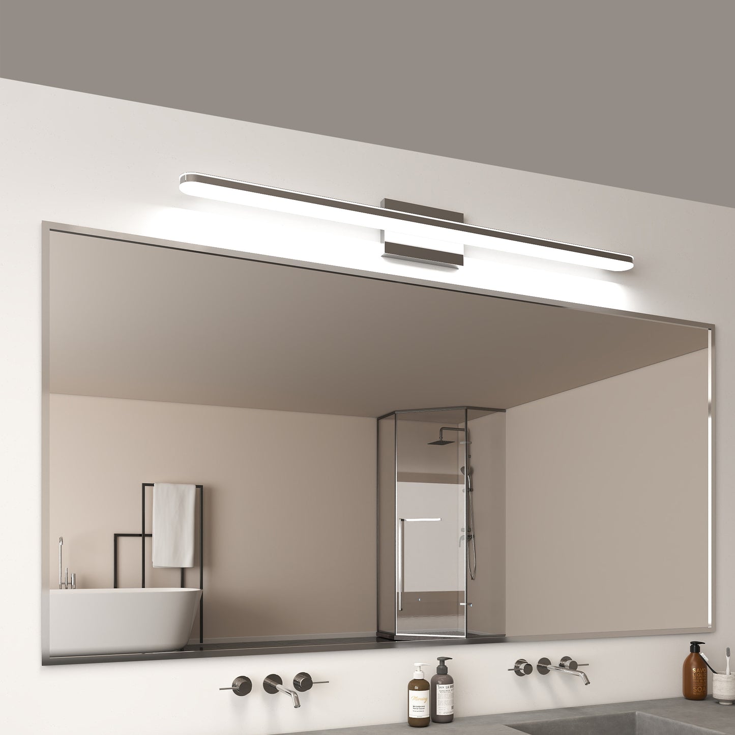 Moderne LED-Spiegelbeleuchtungen für das Badezimmer 39 Zoll 24 W Tageslichtweiß Chrom Leuchten Badezimmerleuchten über dem Spiegel Spiegelbeleuchtungsarmaturen Spiegelbeleuchtung