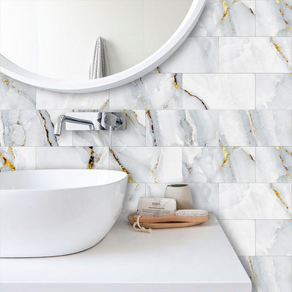 Unregelmäßige Goldstreifen Marmor Küchen Badezimmer Dekoration Moderner Einfacher Stil Wandaufkleber Wasserdicht Ablösbar und Klebbar Tapete Freies Schneiden PVC Selbstklebende Wandaufkleber