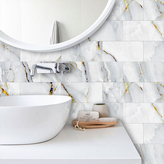 Unregelmäßige Goldstreifen Marmor Küchen Badezimmer Dekoration Moderner Einfacher Stil Wandaufkleber Wasserdicht Ablösbar und Klebbar Tapete Freies Schneiden PVC Selbstklebende Wandaufkleber