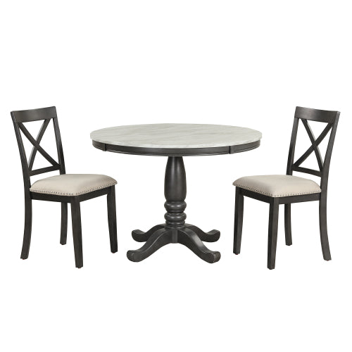 Gray Solid Wood Dining Set