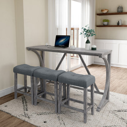 Bar Table Set With Power Socket, Bar Table And Chair Set For Living Room, Dining Room, Games Room