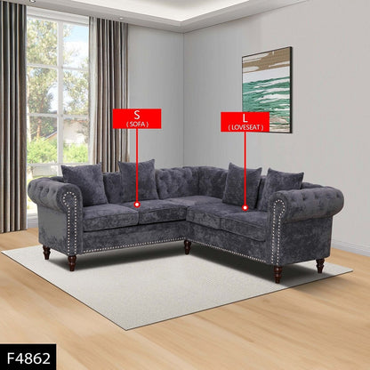 Schwarzes Flanell 2-teiliges Sofa-Set für das Wohnzimmer
