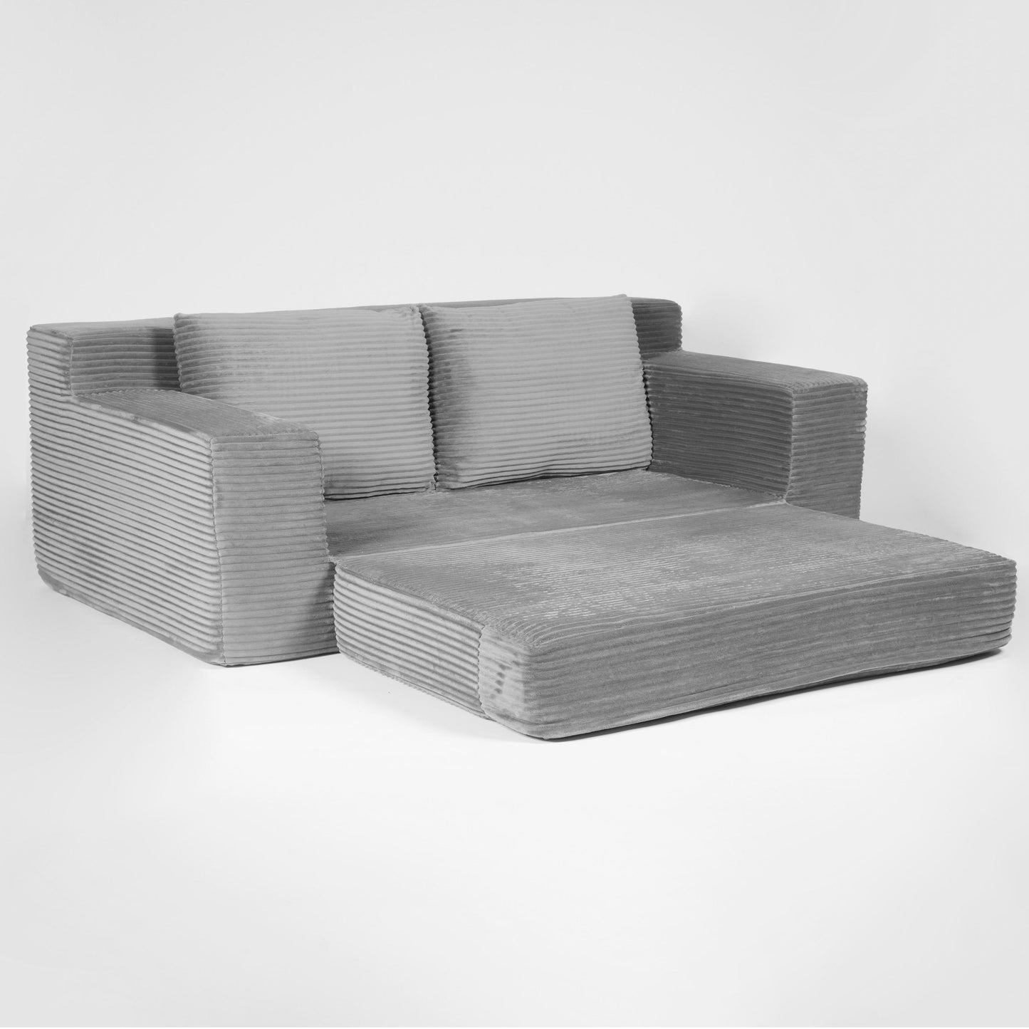 Zweisitzer-Sofa, Bequemes Sofa-Bett mit tiefer Sitzfläche, Modernes kleines Cord-Sofa für Wohnzimmer und Schlafzimmer, Umkehrbares Kissen mit Kissen, Keine Montage erforderlich, Dunkelgrau