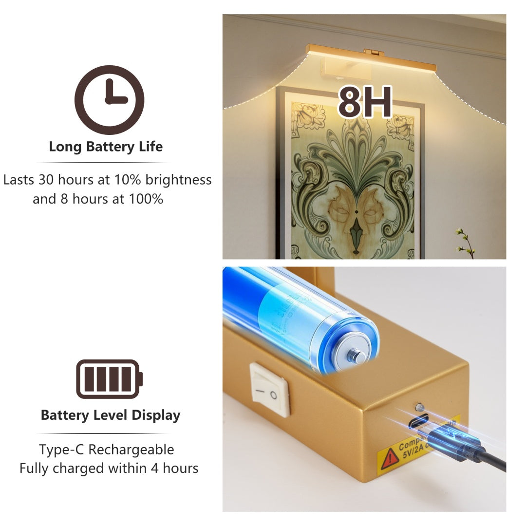 16inch Gold Bathroom Light Fixtures Over Mirror Modern Dimmable LED Vanity Light For Bathroom Wall Lighting