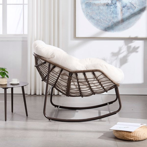 White Rattan Rocking Chair