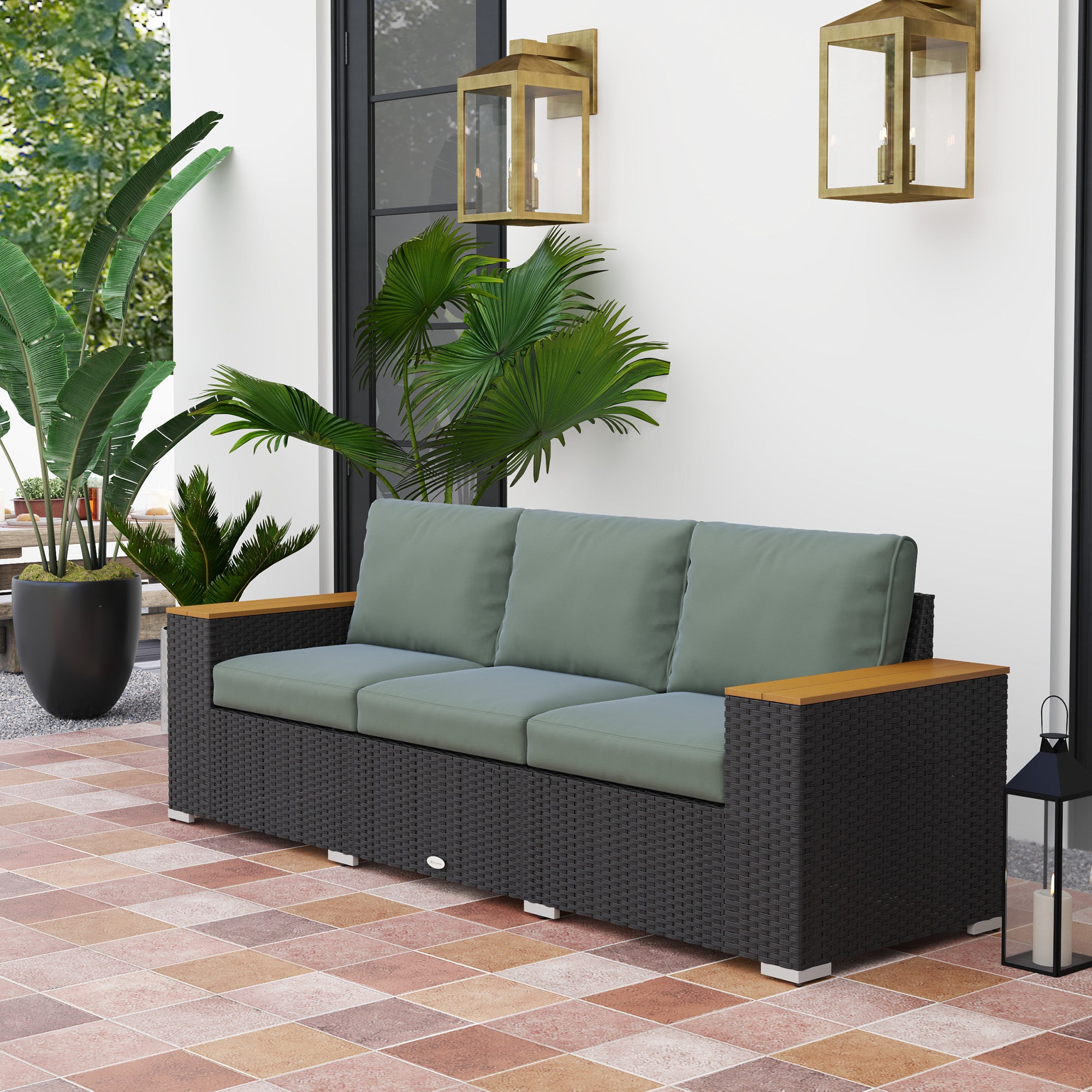 Gray Wicker Outdoor Sofa