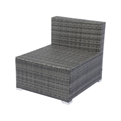 7-teiliges Terrassen-Set mit ausziehbarem Sonnendach Korbgeflecht-Rattan-Sofagarnitur