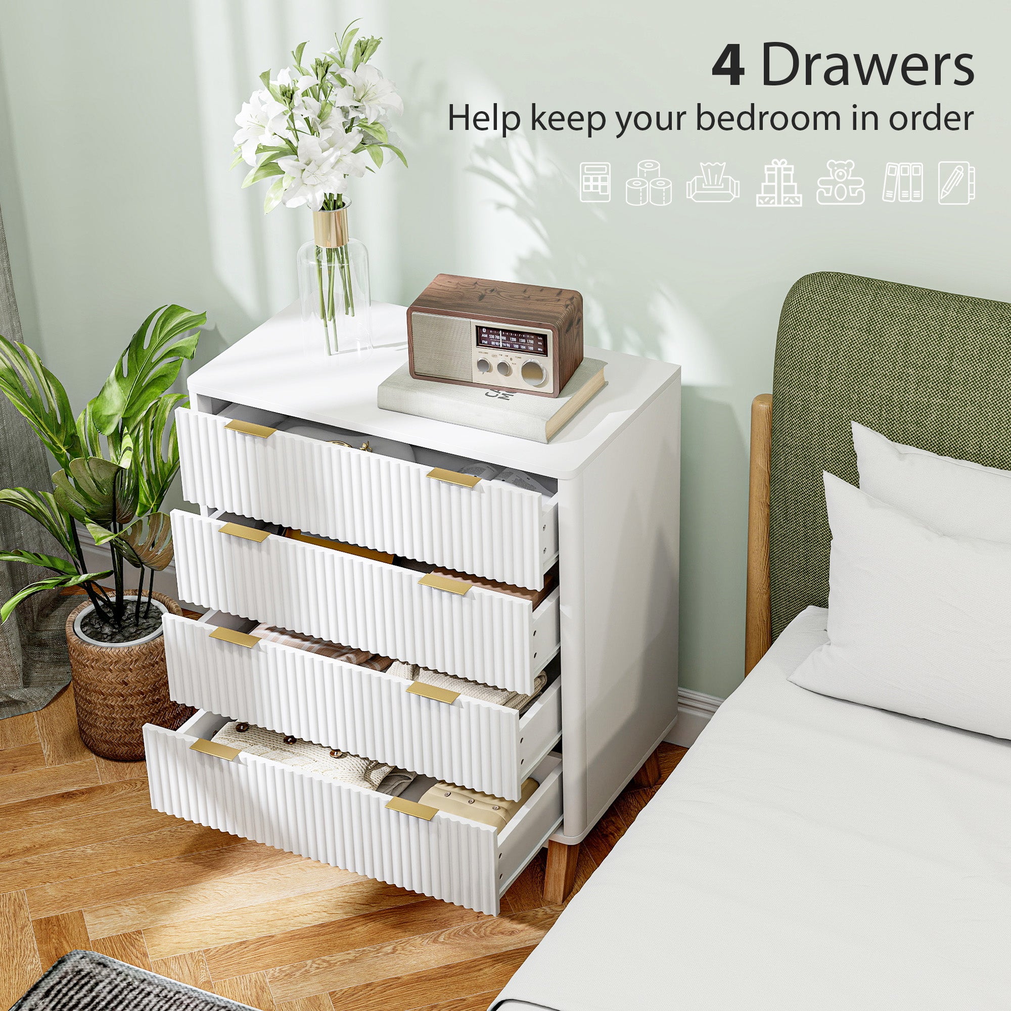 White Wood Fluted Dresser