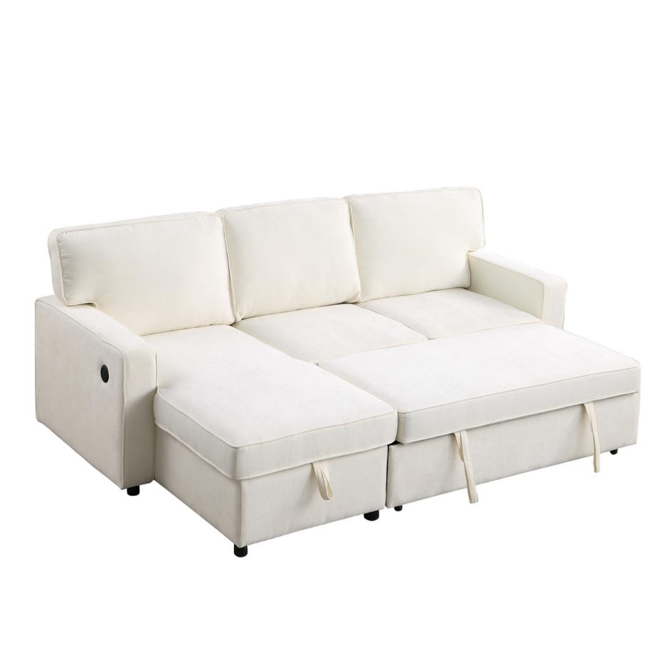 Beige Chenille Sleeper Sofa