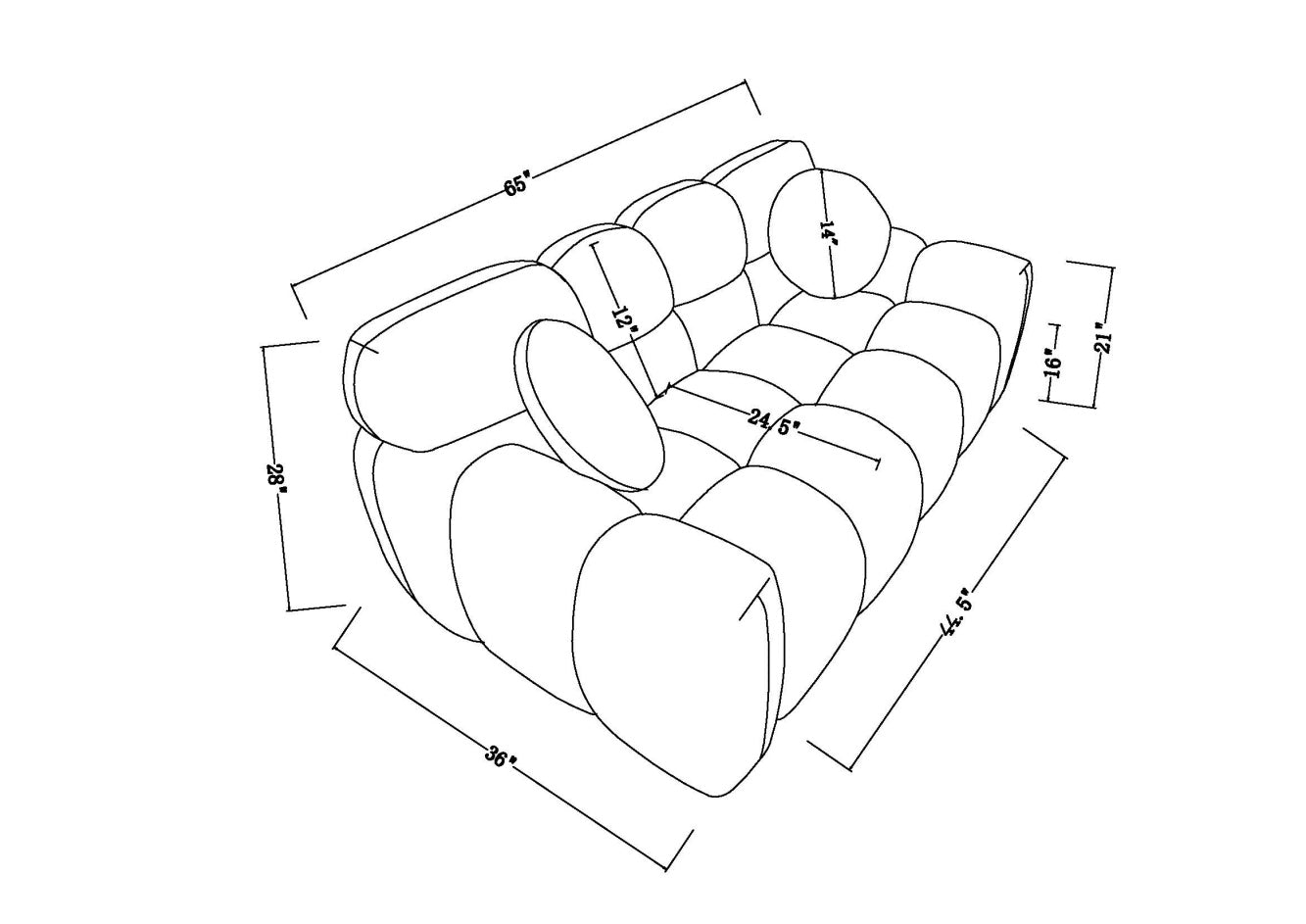 64.96 Length ,35.83inch Deepth ,human Body Structure For USA People, Marshmallow Sofa,boucle Sofa ,2 Seater, BEIGE BOUCLE