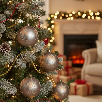 4-teiliges 4,7-Zoll Weihnachtskugel-Ornamente, Glas-Hänge-Dekorationen für Weihnachtsbaum und Partdekoration, FBA-Versand, Verkauf auf der Temu-Plattform verboten