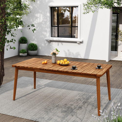 Akazienholz-Esstisch für 8 Personen, Outdoor-Tisch, Farmhaus-Möbel für Terrasse, Garten, Hinterhof, Teak 180 LBS Tragfähigkeit 72L