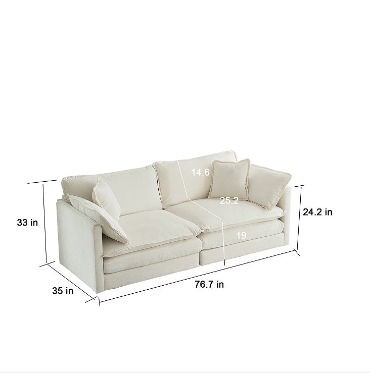 Moderne Stoff-Doppelsofa mit 4 Kissen
