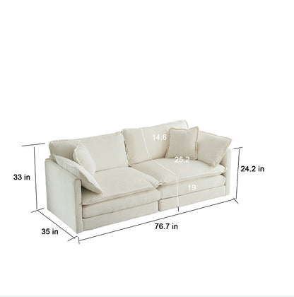 Moderne Stoff-Doppelsofa mit 4 Kissen