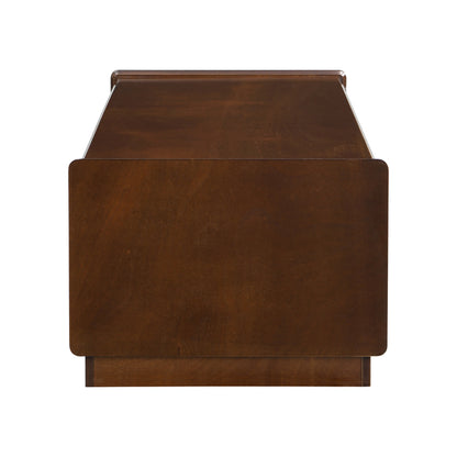 U-Can Moderner Rechteckiger Couchtisch Mit 4 Schubladen Und 2 Vitrinenböden, Holz-Couchtisch Im Rillenstil, Temperglas Für Das Wohnzimmer