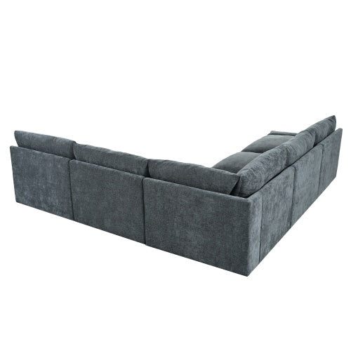 115.5 Modulares Ecksofa in Tiefgrau mit langlebiger Polyesterbezug, plüschigen Kissen, versteckten Stauraumfächern und vielseitigem Design für Wohnzimmer, Lounge oder Büro