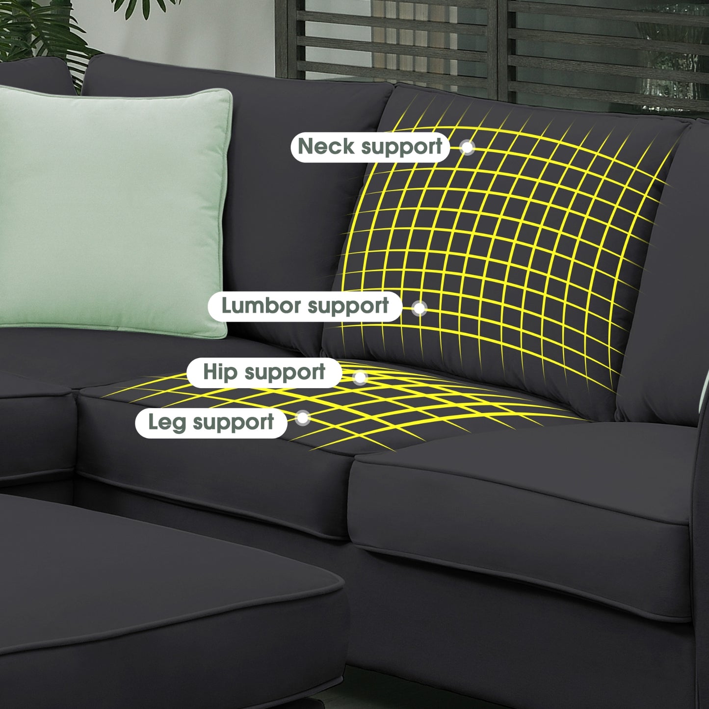 112 87 Sektionale Sofas, 7-Sitzer modulare Wohnzimmer-Sets