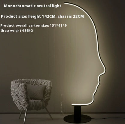 Nordische Kunst-Gesicht-Stehlampe Designer Schlafzimmer Arbeitszimmer