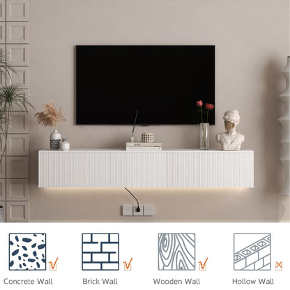 Schwebender TV-Ständer Wandmontiert mit 16-farbigen LEDs, Moderner TV-Ständer, Schwebender TV-Schrank Entertainment-Center für 55 60 65 Zoll TV