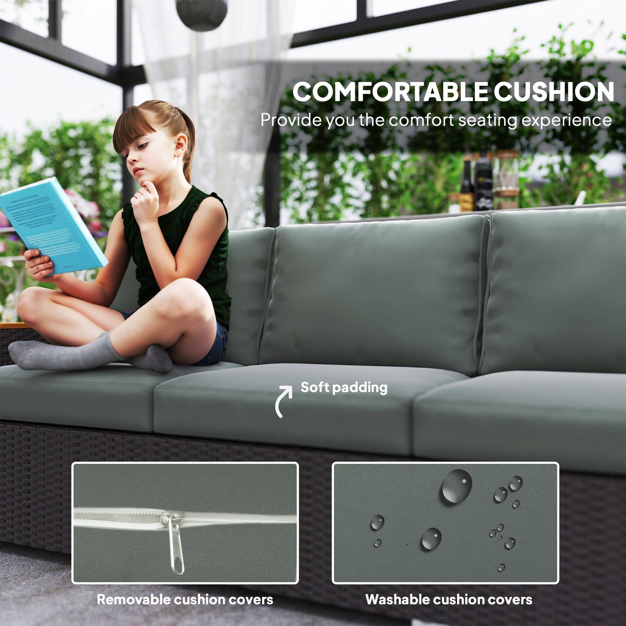 Gray Wicker Outdoor Sofa