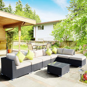 Black Rattan Corner Sofa