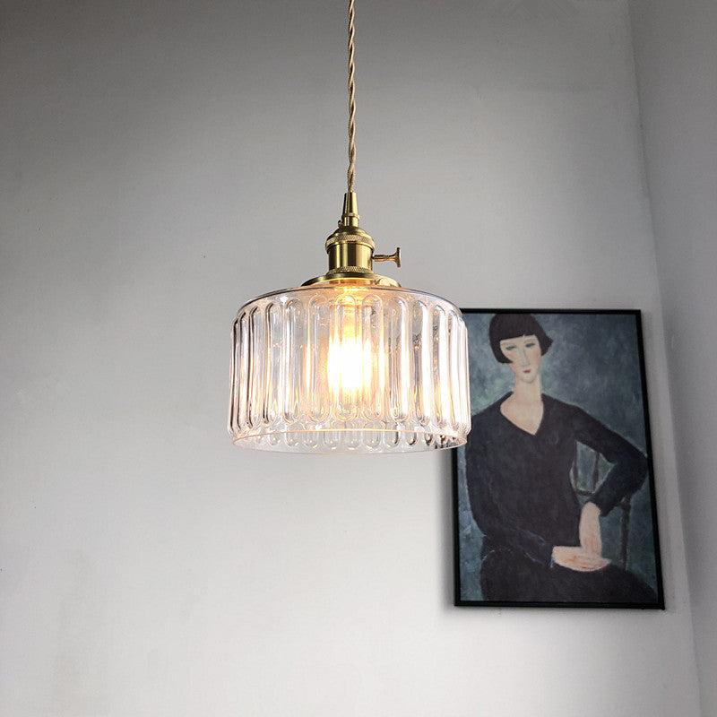 Simple Brass Glass Chandelier