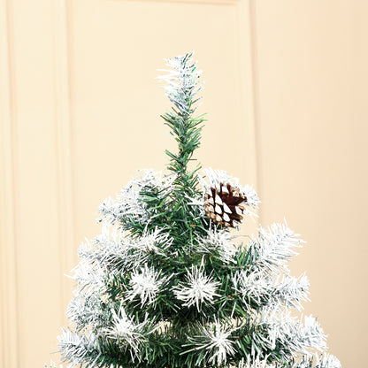HOMCOM 1,8 m hoher, unbeleuchteter, schneebedeckter voller Fichten-Kunstweihnachtsbaum mit realistischen Ästen, 61 Zapfen und 800 Spitzen
