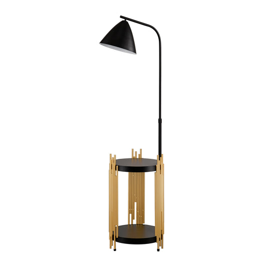 Luxus-Regal Stehlampe für das Wohnzimmer mit Metall-Lampenschirm, hohe Stehlampe im industriellen Stil für Lesen im Schlafzimmer, Büro E26 Ohne mitgelieferte Glühbirne - Mattgold Mattschwarz