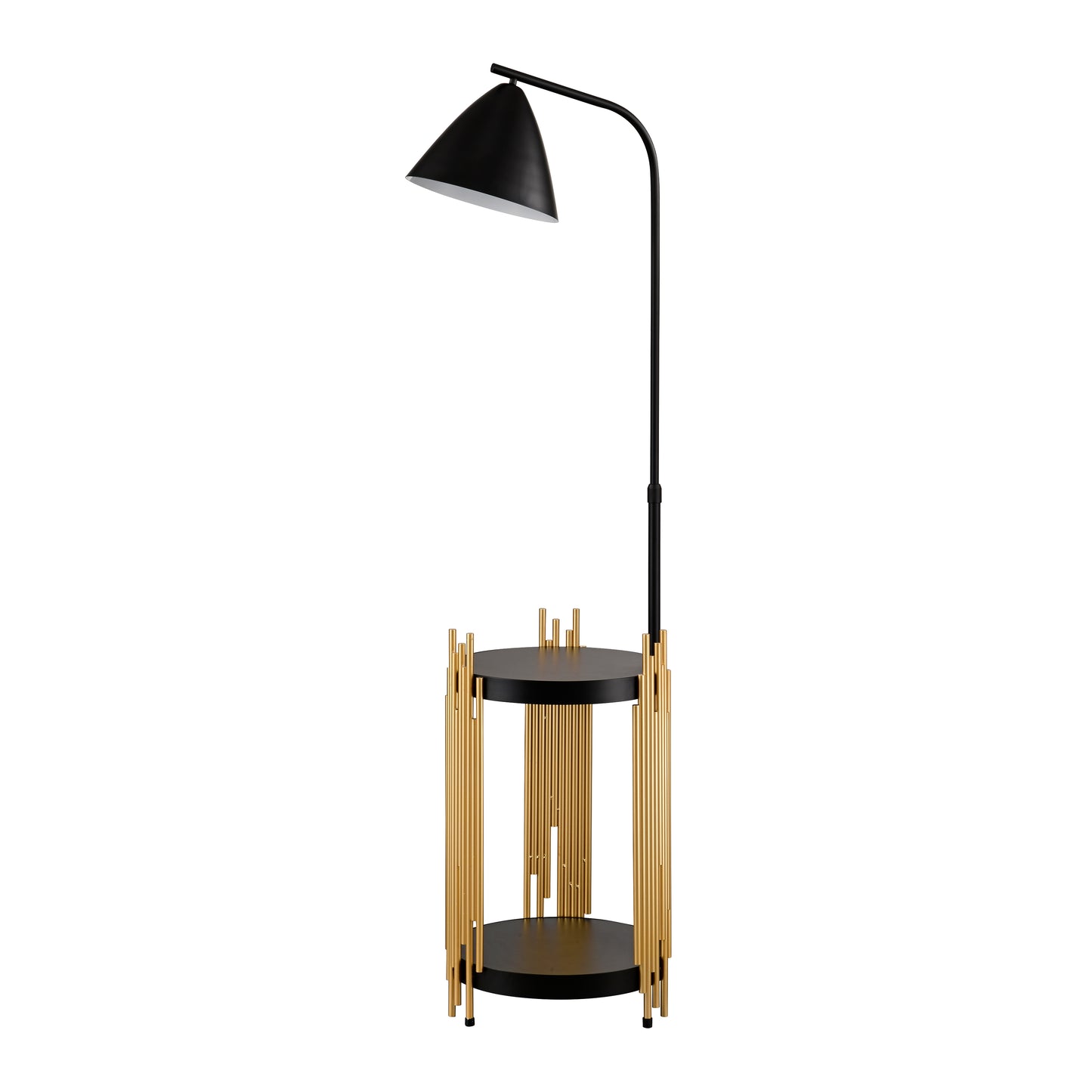 Luxus-Regal Stehlampe für das Wohnzimmer mit Metall-Lampenschirm, hohe Stehlampe im industriellen Stil für Lesen im Schlafzimmer, Büro E26 Ohne mitgelieferte Glühbirne - Mattgold Mattschwarz