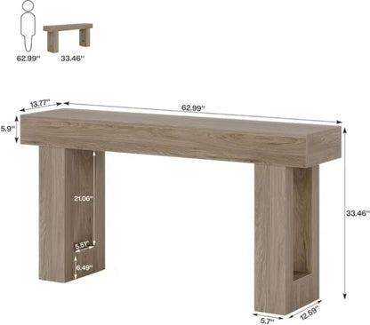 Long Console Table Wooden Rectangular Sofa Table Behind The Couch