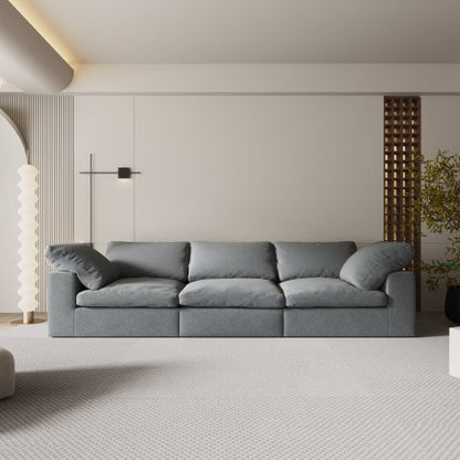 F-Concept Chenille-Stoff bezogenes Sofa, Überdimensioniertes bequemes Wolken-3-Sitzer-Sofa-Couch, Doppelt gepolstertes Kissen für das Wohnzimmer, Grau