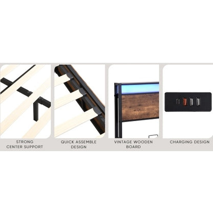 Holzbettgestell mit Plattform, Hebfunktion und Lade-Station