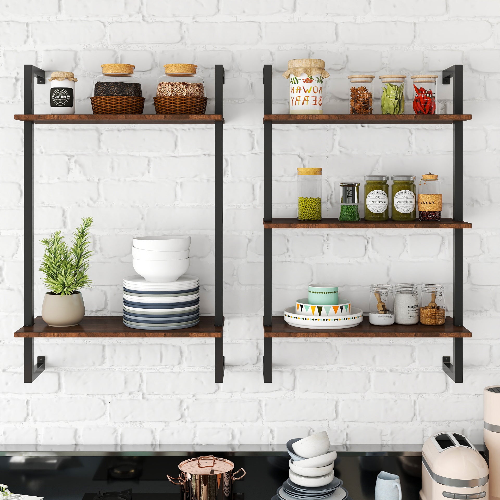 Metal Wood Hanging Shelves