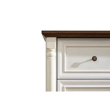 Landhaus-Stil 6-Schubladen-Kommode mit Sockel, Holzschnitzerei rustikale Schubladenkommode, Aufbewahrungskommode für Schlafzimmer, Wohnzimmer, schön robust und langlebig