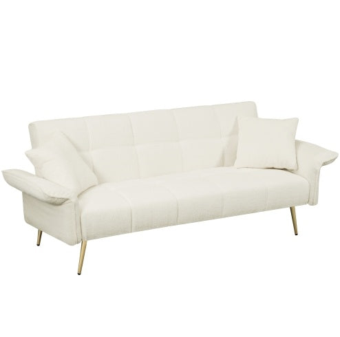 70.1 Futon-Sofabett, Umwandelbares Doppelsofabett mit Klappbaren Armlehnen für Wohnzimmer und kleine Räume
