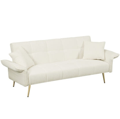 70.1 Futon-Sofabett, Umwandelbares Doppelsofabett mit Klappbaren Armlehnen für Wohnzimmer und kleine Räume