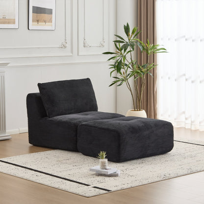 Moderne Kompressions-Memory-Foam-Sofa, 2-Sitzer großes Ecksofa für das Wohnzimmer, tierfreundliches Wolken-Modul-Sofa, Kordstoffbezug, extra tiefe Sitzbank, keine Montage erforderlich, Beige