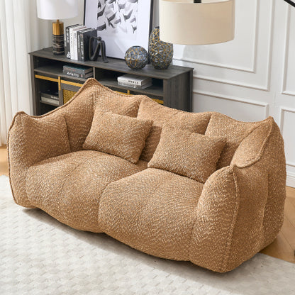 Komprimierter Plüsch-Sitzsack-Sofa-Couch – Mit hochfestem Schaumstoff gefüllt, ultra-weicher Bouclé-Liegestuhl für eine oder zwei Personen, gemütliche Sitzgelegenheit im Wohnzimmer zum Lesen, Spielen und Entspannen, platzsparend vakuumverpackt