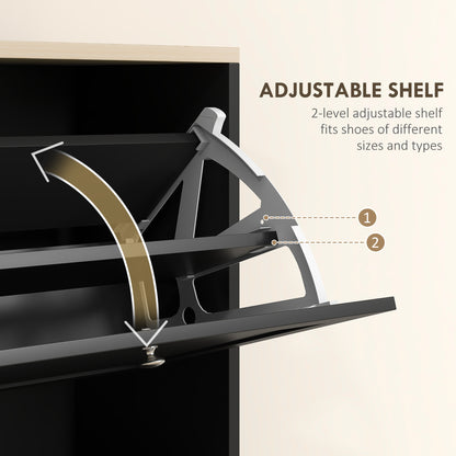 Modern Shoe Storage Cabinet with 3 Flip Drawers and Adjustable Shelves for 12-18 Pairs of Shoes
