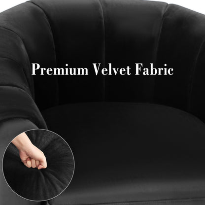 Ein einssitziges, rotierendes Sofa, bezogen mit Samtstoff