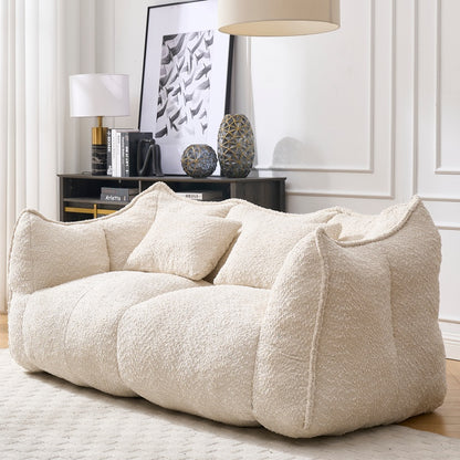 Komprimierter Plüsch-Sitzsack-Sofa-Couch – Mit Hochleistungsschaum gefüllt, ultraleichtes Bouclé-Loungestuhl für eine oder zwei Personen, gemütliche Sitzmöglichkeit im Wohnzimmer zum Lesen, Spielen und Entspannen, platzsparend vakuumverpackt