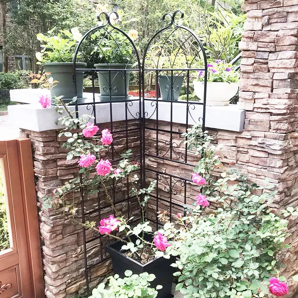 2er-Set Metall-Gartenspaliere 71" x 19,7" Rostfreies Spalier für Kletterpflanzen Außenblumenstütze