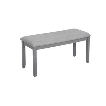 6-teiliges Küchen-Esszimmer-Set, rechteckiger Holztisch mit 4 gepolsterten Stühlen und einer Bank, Esstisch-Set für 6 Personen, Wohnzimmer, Hausbar und Küche, Grau
