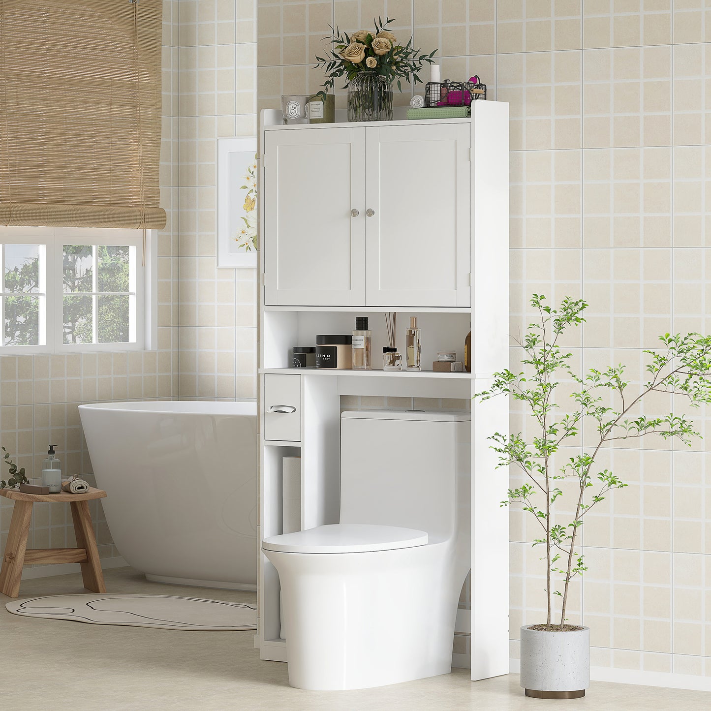 Moderne Aufbewahrungsschrank über der Toilette mit 2 Türen