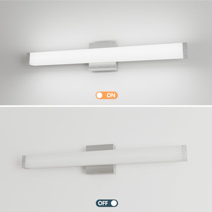 Badezimmermöbel-Leuchte gebürstetes Nickel quadratisch LED 25 Zoll 14W 6000K kühles Weißlicht Wandleuchte über Spiegel -Gebürstetes Nickel, 25 Zoll