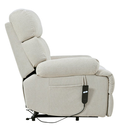 Oversized Power Lift Recliner Chair For Elderly, Electric Fabric Recliner Chair For Seniors, Home Theater Seating,Reclining Sofa Chair With Remote Control,Side Pocket ,Spacious Seat  Light Gray