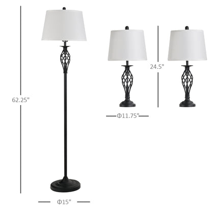 3-teiliges Tischbodenleuchten-Set mit Mast