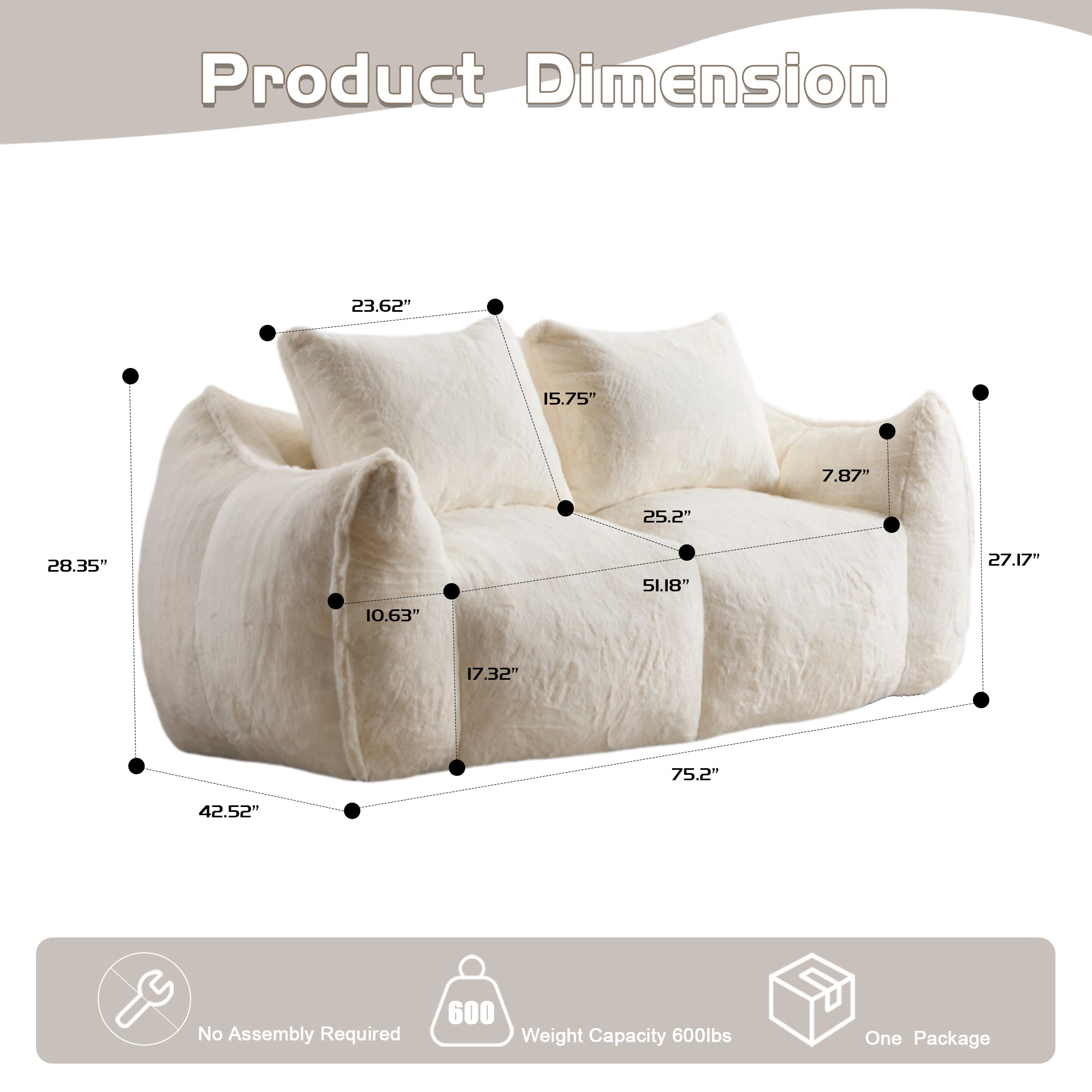 White Fluffy Bean Bag
