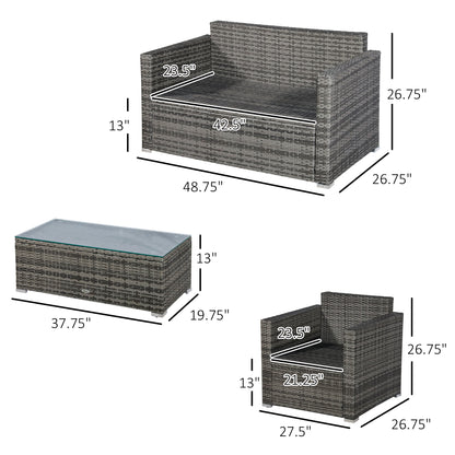4-teiliges Terrassenmöbel-Set mit Polstern
