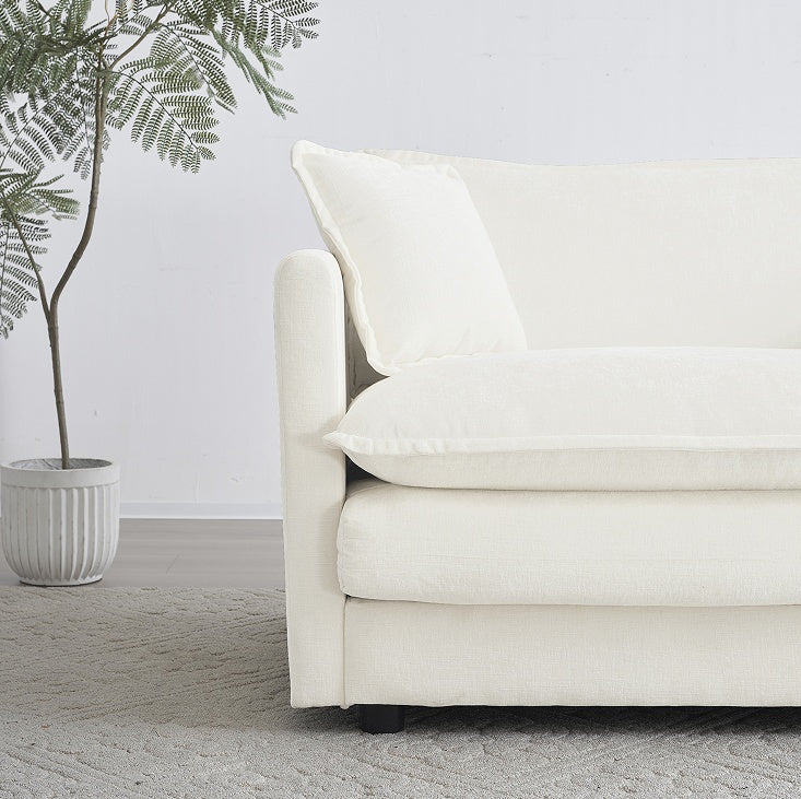 White Fabric Loveseat Sofa
